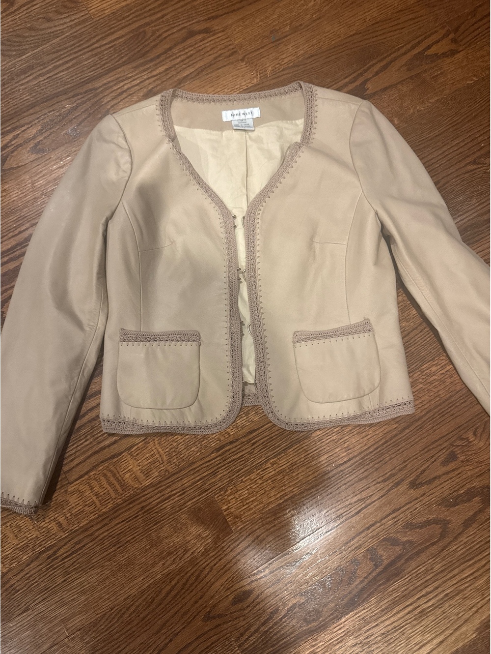 Nine West Taupe Leather Jacket Size Medium